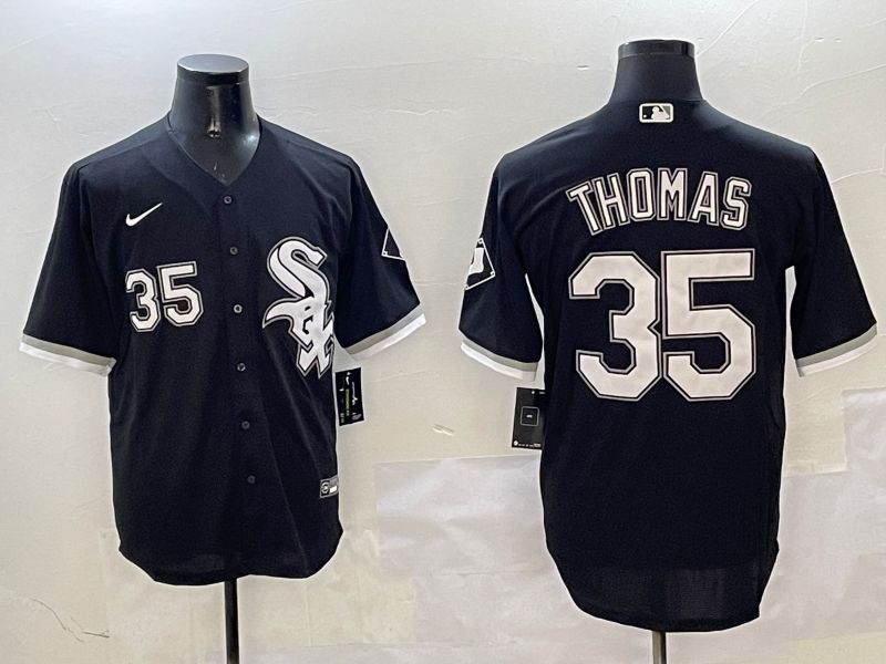 Men Chicago White Sox #35 Thomas Black Game 2025 Nike MLB Jersey style 1